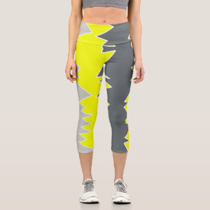 Leggings Capri Resumen Art Palo Gris Carbón amarillo pálido