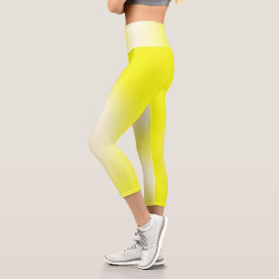 Leggings Capri Resumen Art Pastel Amarillo Blanco Sunny
