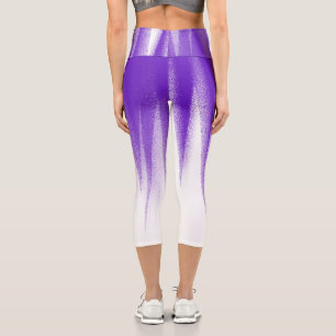 Leggings Capri Resumen Art Pastel Lavender Purple White