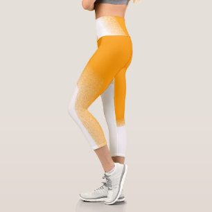 Leggings Capri Resumen Art Pastel Naranja Blanco