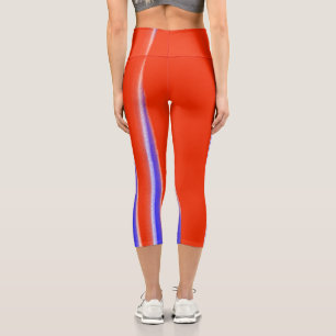 Leggings Capri Resumen Art Rojo Azul Blanco Minimalismo