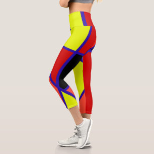 Leggings Capri Resumen Arte Azul Amarillo Amarillo Azul Minimalis