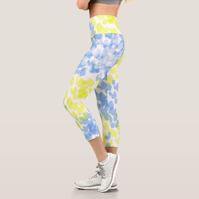 Leggings Capri Resumen Arte Azul Amarillo Amarillo Blanco Minimal (Izquierda)