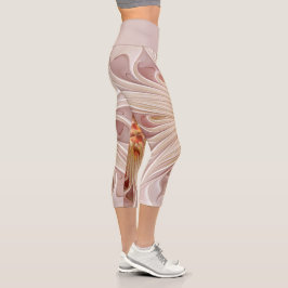 Leggings Capri Resumen Arte Fractal Peach Pastel Moderno