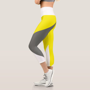 Leggings Capri Resumen Arte Minimalismo Blanco amarillo gris
