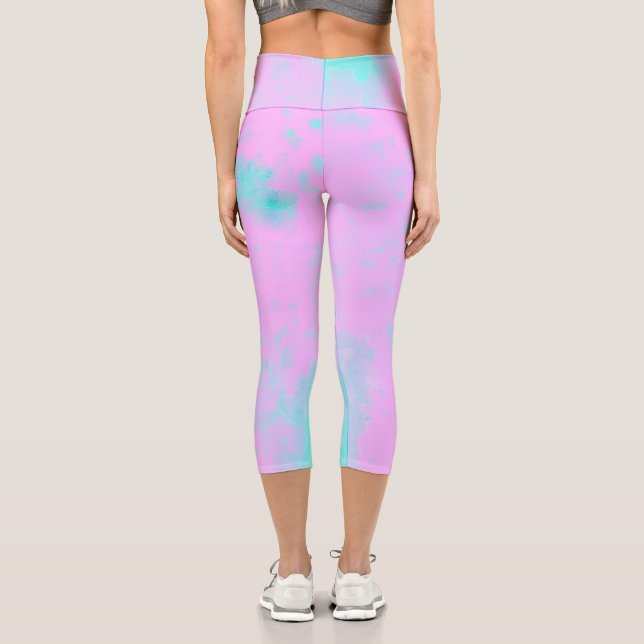 Leggings Capri Resumen Arte Minimalismo Pastel Rosa (Reverso )