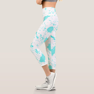 Leggings Capri Resumen Arte Minimalismo Pastel Turquesa