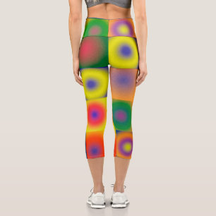 Leggings Capri Resumen Arte Negrita Azul Rojo Amarillo Brillante