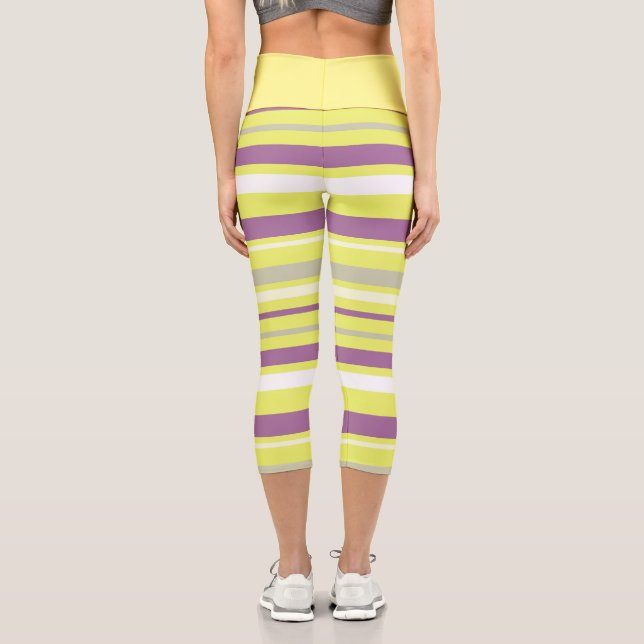 Leggings Capri Resumen Arte Púrpura Gris Amarillo Blanco Capri Le (Reverso )