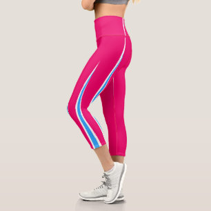 Leggings Capri Resumen Arte Rosa Azul Blanco Minimalismo