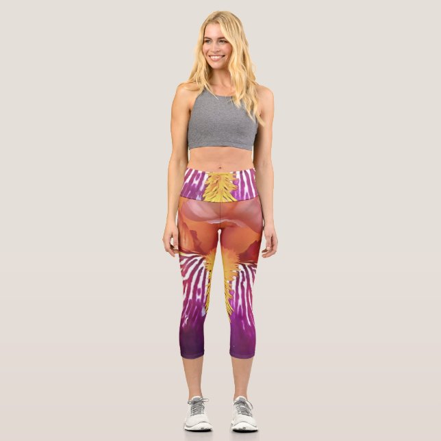 Leggings Capri Resumen artístico de Iris claro (Anverso)