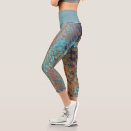 Leggings Capri Resumen Azul Mezcla De Animales Y Piel De Cebra