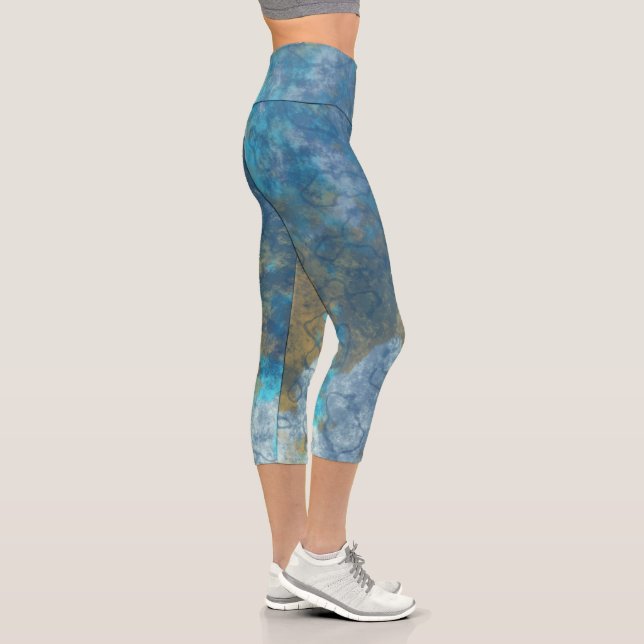 Leggings Capri Resumen azul y turquesa (Derecha)
