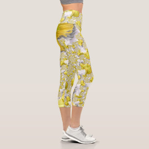 Leggings Capri Resumen de amarillo dorado Simetría fractal