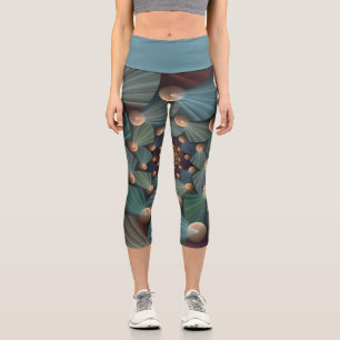 Leggings Capri Resumen de arte fractal con pizarra marrón profund