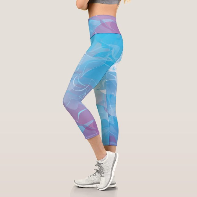 Leggings Capri Resumen de azul suave y lagarto (Izquierda)