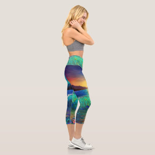 Leggings Capri Resumen de Azure Seascape