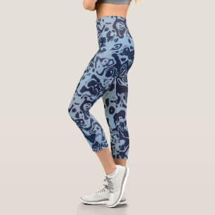 Leggings Capri Resumen de Blue Marble Swirl