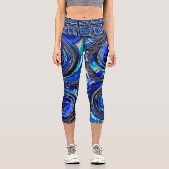 Leggings Capri Resumen de blues High Waisted Capris (Anverso)