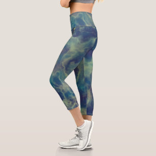 Leggings Capri Resumen de canica azul