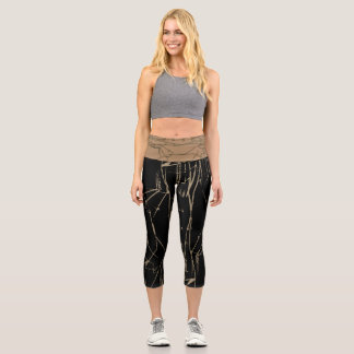 Leggings Capri Resumen de Capris de Yoga Black_Beige de JOYA EVE