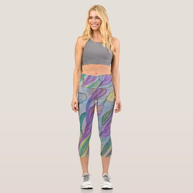 Leggings Capri Resumen de Crocus Spring (Anverso)