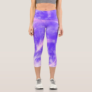 Leggings Capri Resumen de Dandelions y luciérnagas moradas