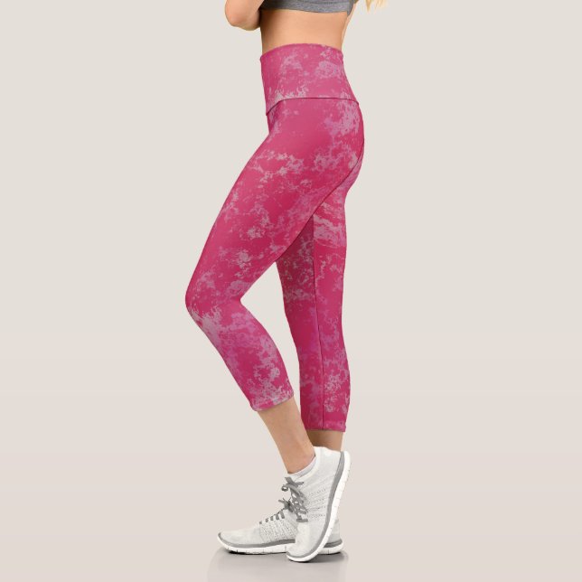 Leggings Capri resumen de giro de mármol rosa (Izquierda)