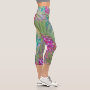 Leggings Capri Resumen de las flores rosas