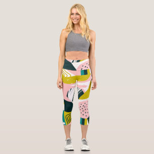Leggings Capri Resumen de las piñas: colorido mosaico sin costura