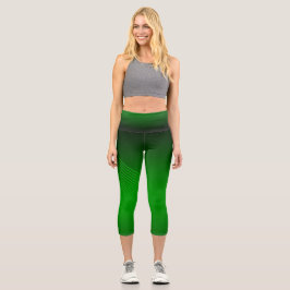 Leggings Capri Resumen de líneas geométricas en verde profundo