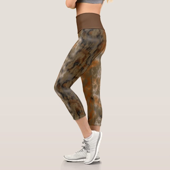 Leggings Capri Resumen de mármol de bronce y cobre (Izquierda)