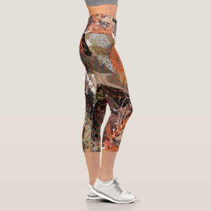 Leggings Capri Resumen de medios mixtos Earthy Autumnal Colours