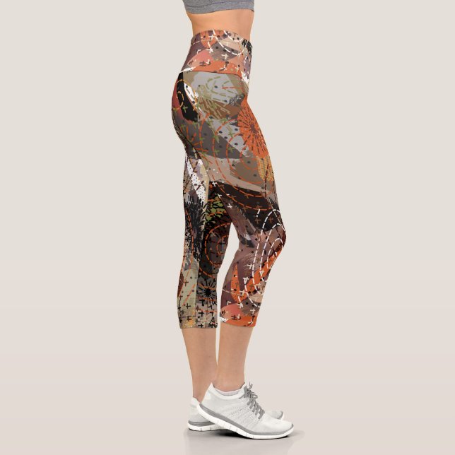 Leggings Capri Resumen de medios mixtos Earthy Autumnal Colours (Derecha)