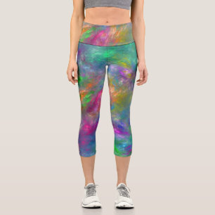 Leggings Capri Resumen de Naranja violeta verde azul magenta
