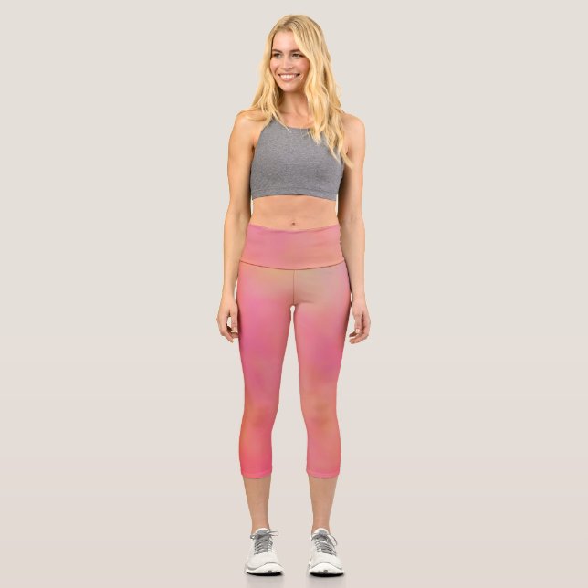 Leggings Capri Resumen de nube marrled rosa y Naranja (Anverso)