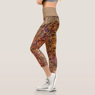 Leggings Capri Resumen De Oro Piel Mezclada De Animales Y Leopard