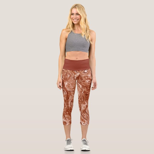 Leggings Capri Resumen de Rust Marble Swirl (Anverso)