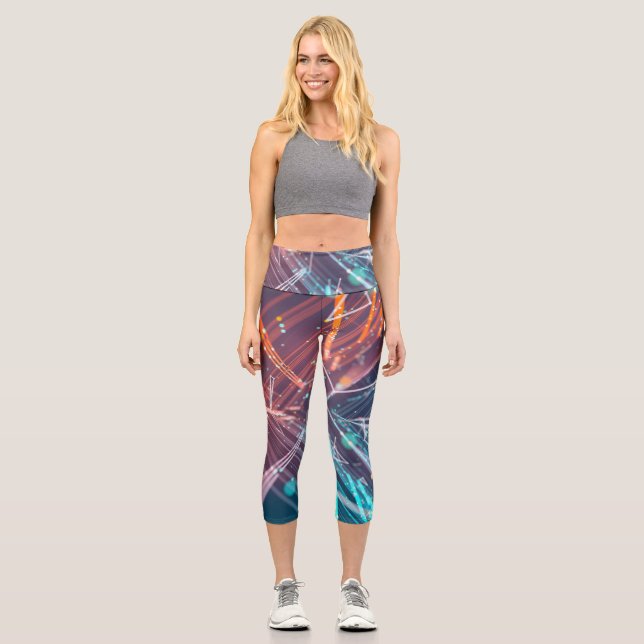 Leggings Capri Resumen del arte digital electrónico moderno (Anverso)