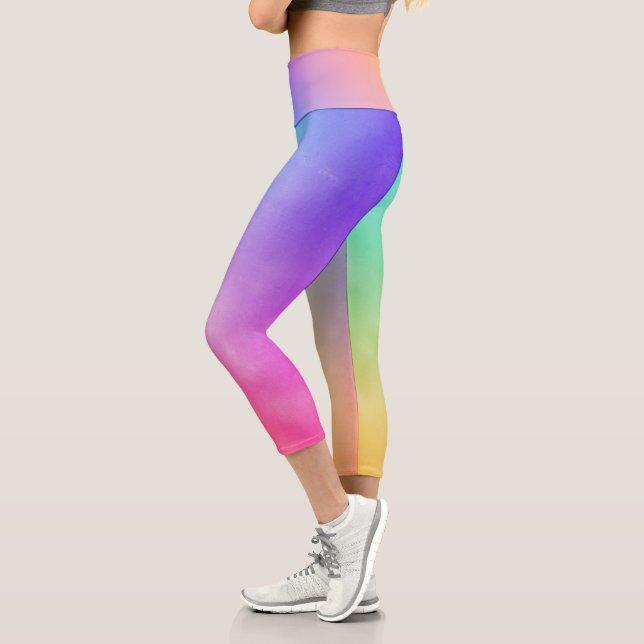 Leggings Capri Resumen del gradiente del arco iris neón (Izquierda)