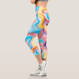 Leggings Capri Resumen del líquido plástico del Pastel