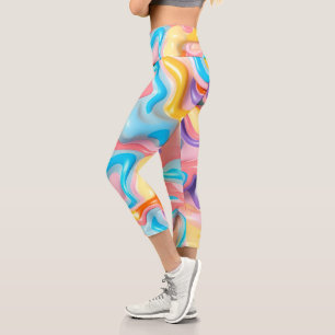 Leggings Capri Resumen del líquido plástico del Pastel
