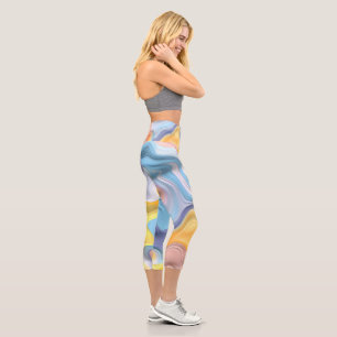 Leggings Capri Resumen del líquido plástico del Pastel
