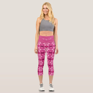 Leggings Capri Resumen del tanque femenino estrella rosa arriba