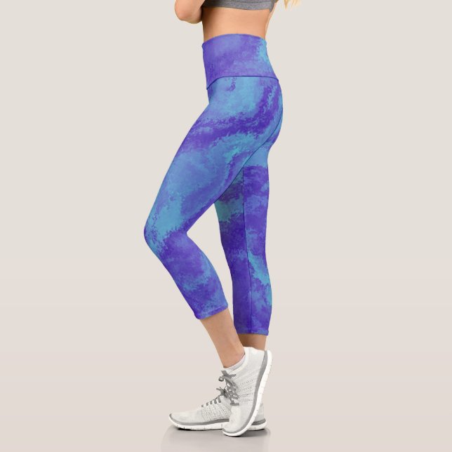 Leggings Capri Resumen Difusión Azul Púrpura Pérdida Piernas Capr (Izquierda)