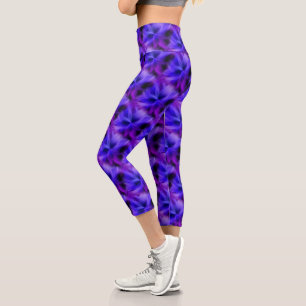 Leggings Capri Resumen Diseño Azul Eléctrico Y Púrpura