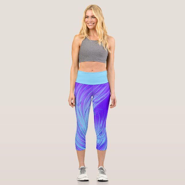 Leggings Capri Resumen Encantado Jardín Azul púrpura (Anverso)