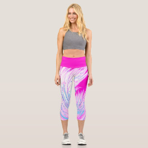 Leggings Capri Resumen Encantado Jardín Pink Magenta