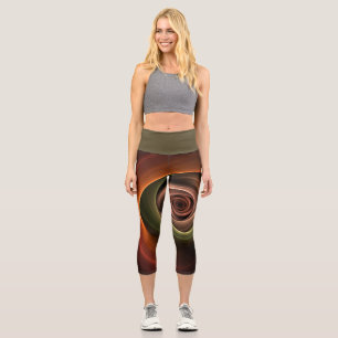 Leggings Capri Resumen espiral 3D Colores cálidos Arte fractal mo