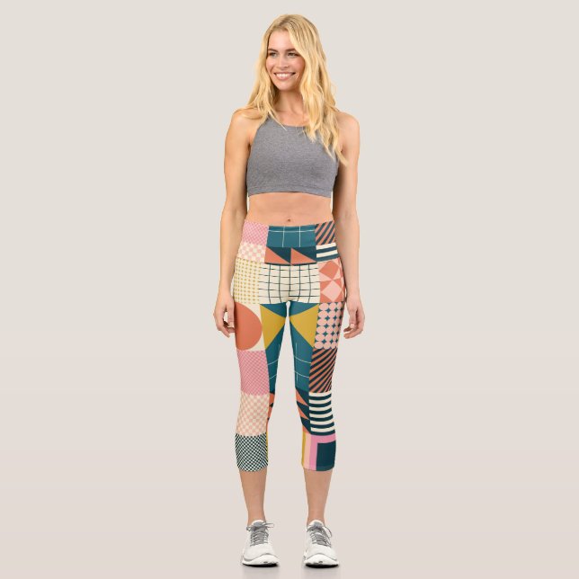 Leggings Capri Resumen geométrico moderno: diseño colorido (Anverso)